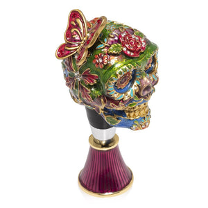 Jay Strongwater Calavera - Skull Wine Stopper and Stand