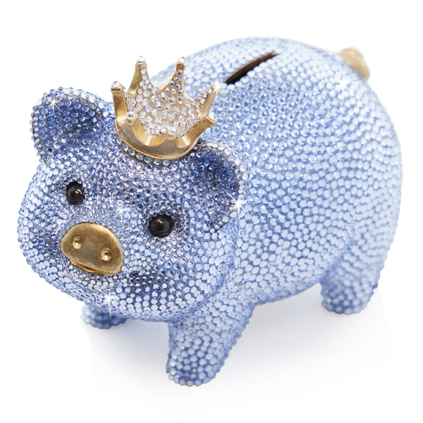 Load image into Gallery viewer, Jay Strongwater Gatsby Pavé Piggy Bank - Pale Blue
