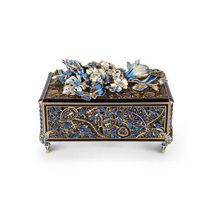 Jay Strongwater Genevieve Grand Floral Chest - Blue