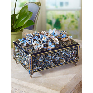 Jay Strongwater Genevieve Grand Floral Chest - Blue