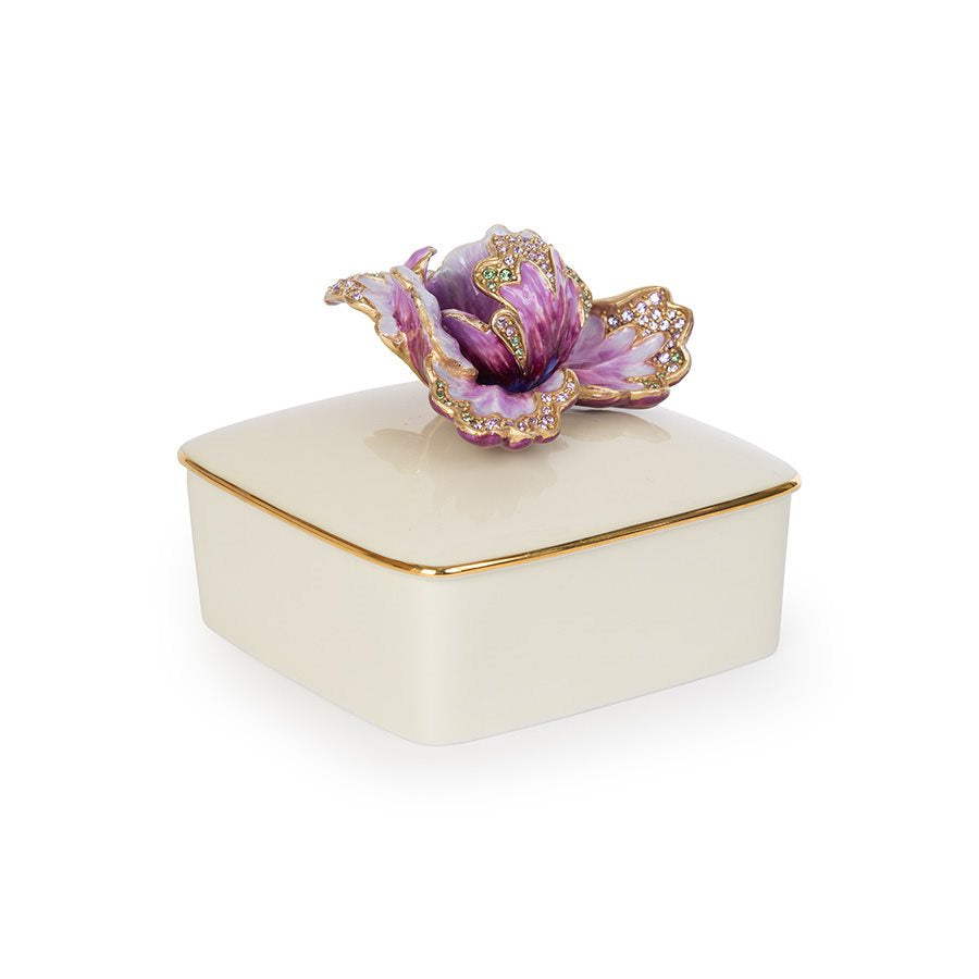 Jay Strongwater Bailey Tulip Porcelain Box - White