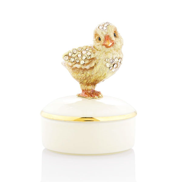 Load image into Gallery viewer, Jay Strongwater Sawyer Chick Round Porcelain Box
