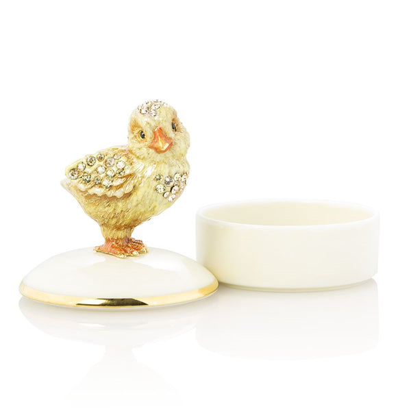 Load image into Gallery viewer, Jay Strongwater Sawyer Chick Round Porcelain Box
