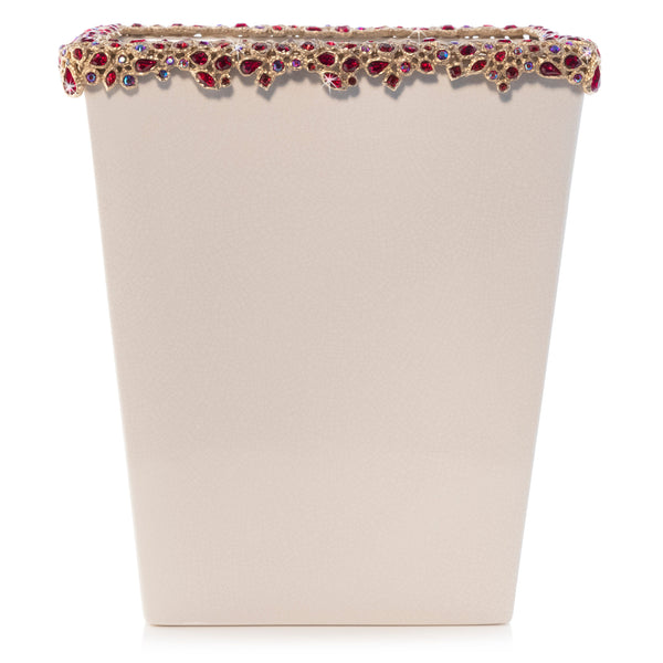 Load image into Gallery viewer, Jay Strongwater Esther Bejeweled Trash Bin - Ruby
