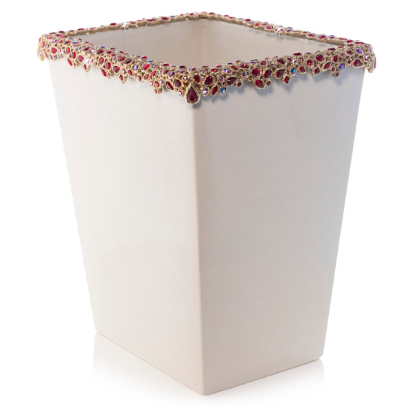 Load image into Gallery viewer, Jay Strongwater Esther Bejeweled Trash Bin - Ruby
