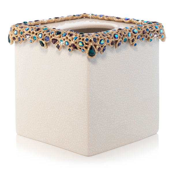 Load image into Gallery viewer, Jay Strongwater Emerson Bejeweled Tissue Box - Peacock
