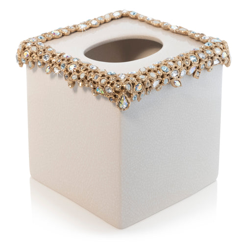 Jay Strongwater Emerson Bejeweled Tissue Box - Opal