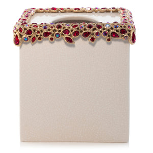 Jay Strongwater Emerson Bejeweled Tissue Box - Ruby