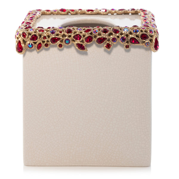 Load image into Gallery viewer, Jay Strongwater Emerson Bejeweled Tissue Box - Ruby
