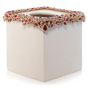 Jay Strongwater Emerson Bejeweled Tissue Box - Ruby