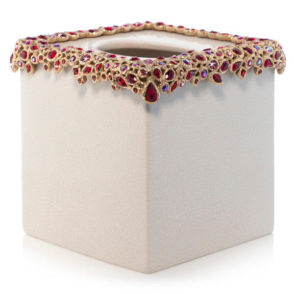 Load image into Gallery viewer, Jay Strongwater Emerson Bejeweled Tissue Box - Ruby
