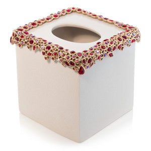 Jay Strongwater Emerson Bejeweled Tissue Box - Ruby