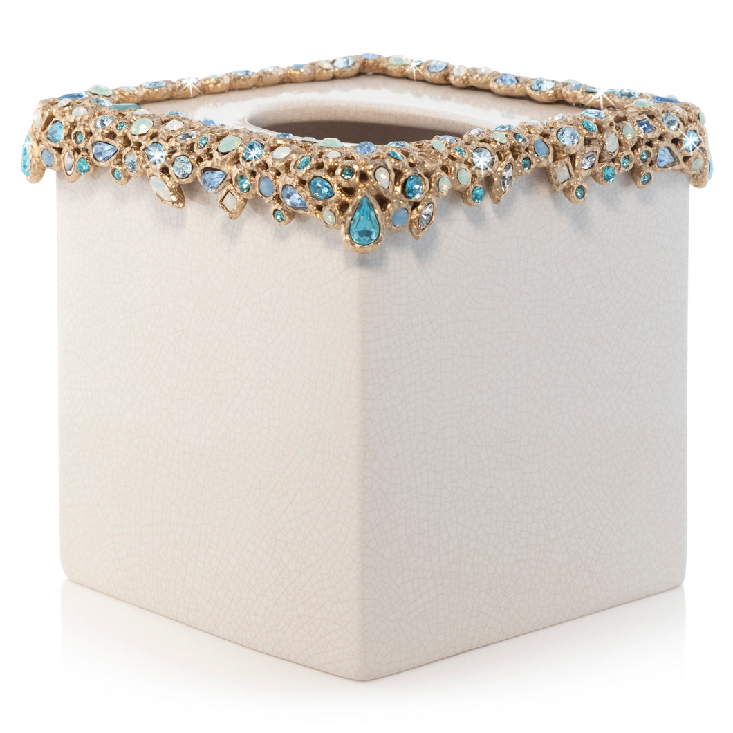 Jay Strongwater Emerson Bejeweled Tissue Box - Oceana