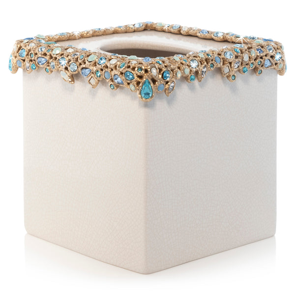Load image into Gallery viewer, Jay Strongwater Emerson Bejeweled Tissue Box - Oceana
