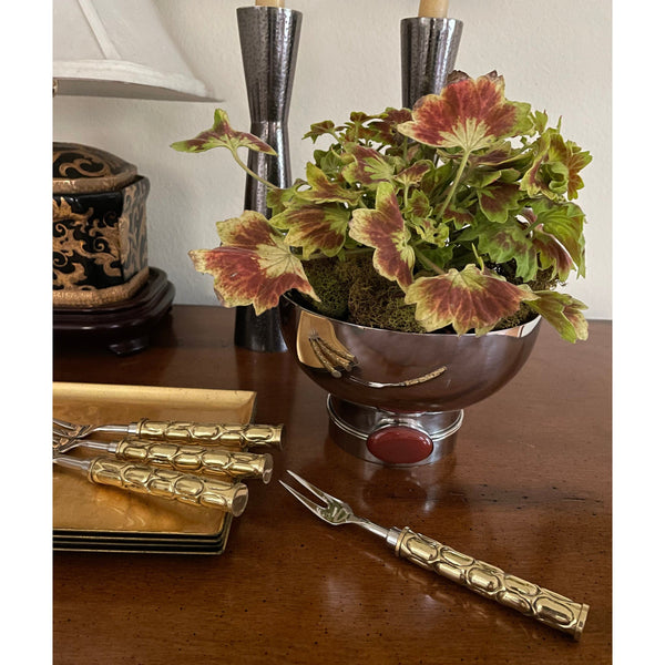 Load image into Gallery viewer, Mary Jurek Design Helios Brass Cocktail Fork 4 pc
