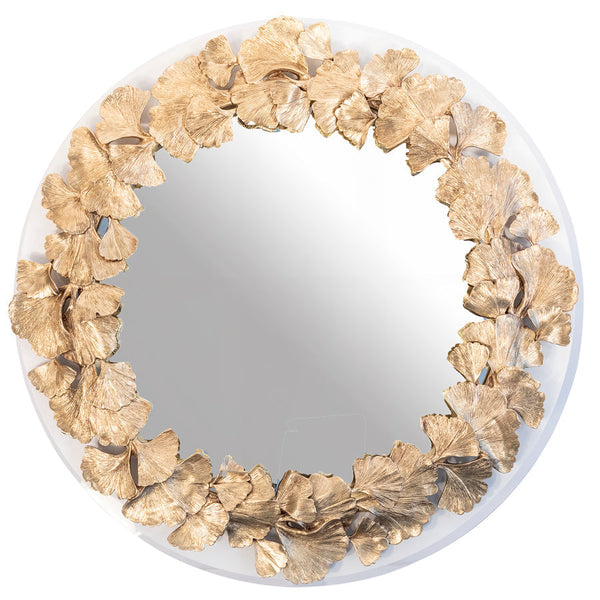 Load image into Gallery viewer, Jay Strongwater Everly Ginkgo Mirror - 18&quot; Round
