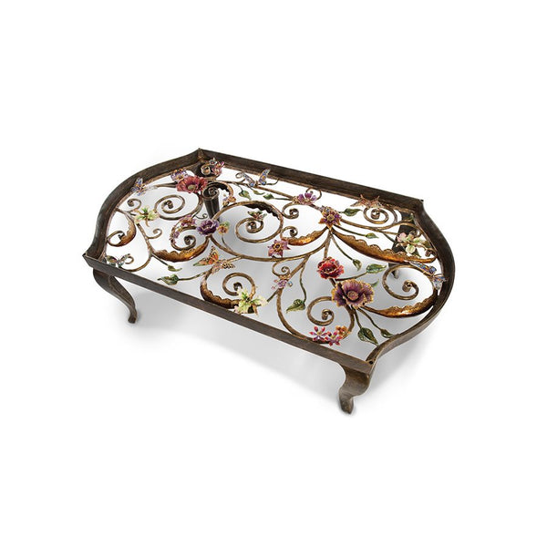 Load image into Gallery viewer, Jay Strongwater Everett Floral &amp; Scroll Coffee Table

