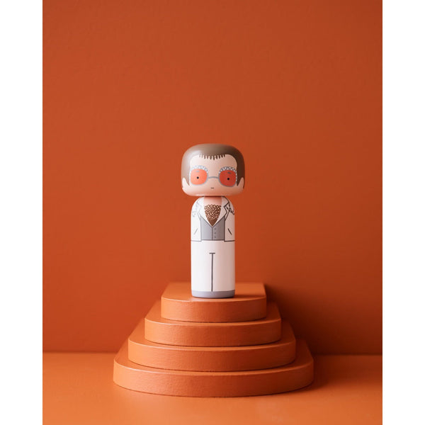Load image into Gallery viewer, Lucie Kaas Sketch.inc Kokeshi - Elton in white outfit
