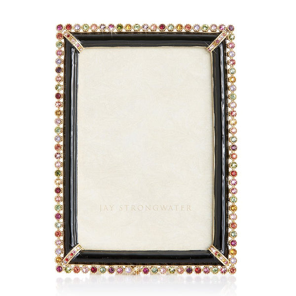 Load image into Gallery viewer, Jay Strongwater Lorraine Stone Edge 4&quot; x 6&quot; Frame - Black Jewel
