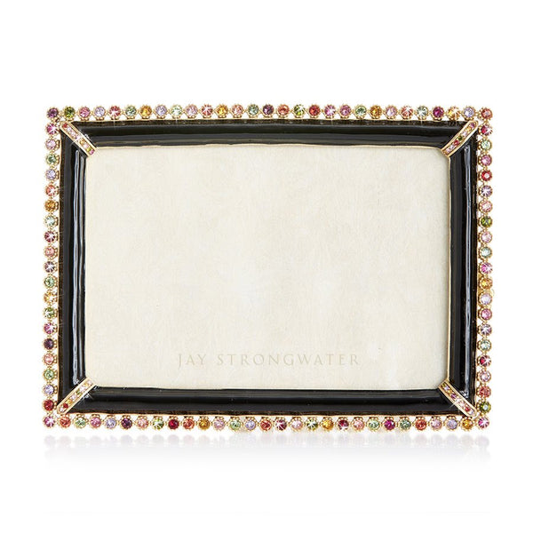 Load image into Gallery viewer, Jay Strongwater Lorraine Stone Edge 4&quot; x 6&quot; Frame - Black Jewel
