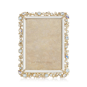 Jay Strongwater Leslie Bejeweled 5" x 7" Frame - White Opal