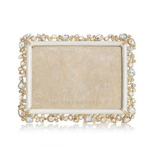 Jay Strongwater Leslie Bejeweled 5" x 7" Frame - White Opal