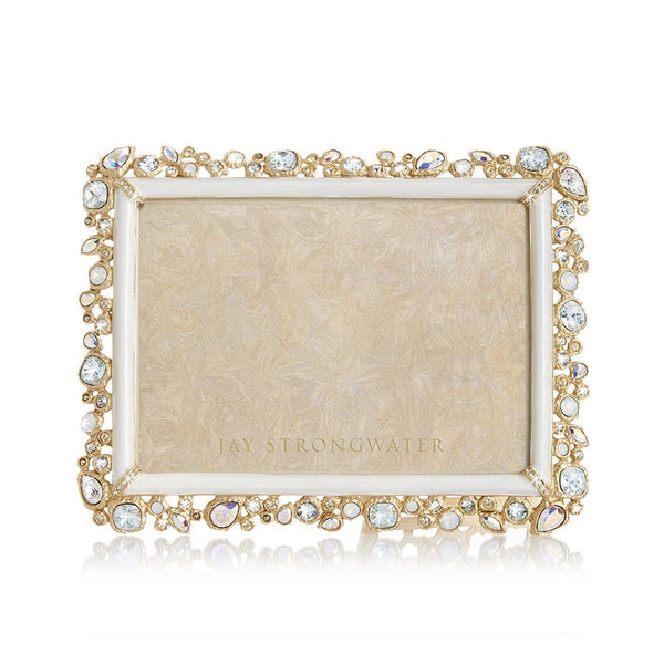 Load image into Gallery viewer, Jay Strongwater Leslie Bejeweled 5&quot; x 7&quot; Frame - White Opal
