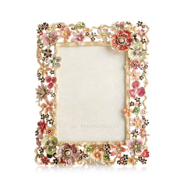 Load image into Gallery viewer, Jay Strongwater Ophelia Cluster Floral 5" x 7" Frame - Jewel
