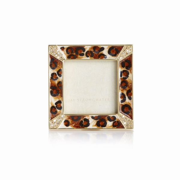 Load image into Gallery viewer, Jay Strongwater Leland Pave Corner 2&quot; Square Frame - Leopard Spotted
