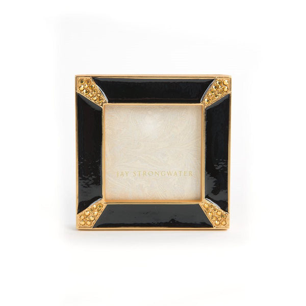 Load image into Gallery viewer, Jay Strongwater Leland Pave Corner 2&quot; Square Frame - Black
