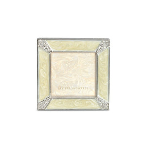 Jay Strongwater Leland Pave Corner 2" Square Frame - Crystal Pearl