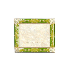 Jay Strongwater Francesca Argyle 3" x 4" Frame - Leaf Green