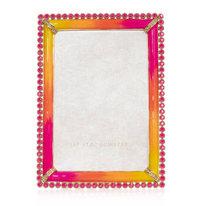 Jay Strongwater Lorraine - Stone Edge 4" x 6" Frame - Electric Pink