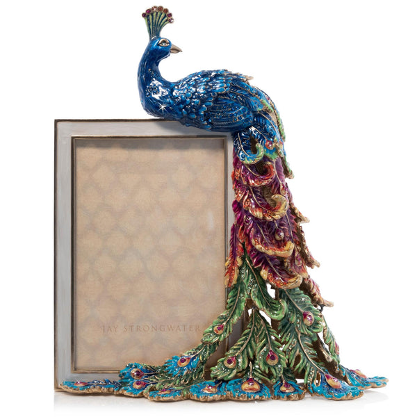 Load image into Gallery viewer, Jay Strongwater Eve Rainbow Peacock 4" x 6" Frame
