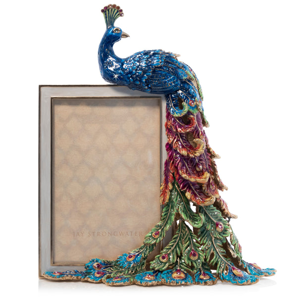 Load image into Gallery viewer, Jay Strongwater Eve Rainbow Peacock 4&quot; x 6&quot; Frame
