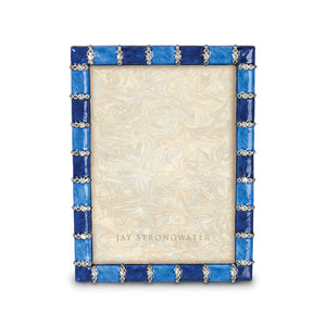 Jay Strongwater Pierce Striped 5" x 7" Frame - Delft Garden Blue