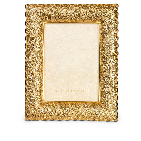Load image into Gallery viewer, Jay Strongwater Katerina Ruffle Edge Floral 5&quot; x 7&quot; Frame - Gold
