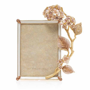 Jay Strongwater Gail Hydrangea 5 x 7 Frame - Pink and Gold
