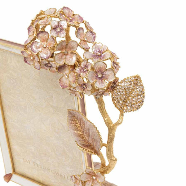 Load image into Gallery viewer, Jay Strongwater Gail Hydrangea 5 x 7 Frame - Pink and Gold
