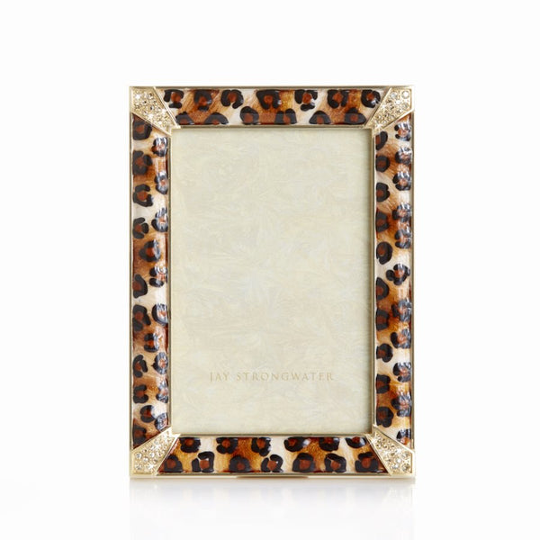 Load image into Gallery viewer, Jay Strongwater Leonard Pave Corner  4&quot; x 6&quot; Frame - Leopard Spotted
