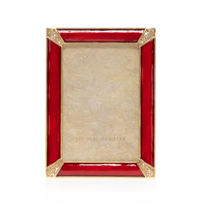 Jay Strongwater Leonard Pave Corner 4" x 6" Frame - Ruby Red