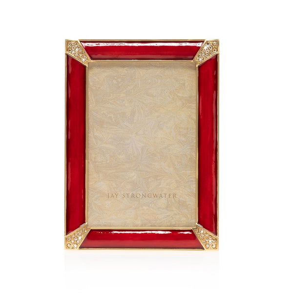 Load image into Gallery viewer, Jay Strongwater Leonard Pave Corner 4&quot; x 6&quot; Frame - Ruby Red
