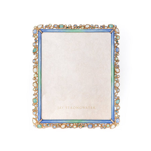 Load image into Gallery viewer, Jay Strongwater Theo Bejeweled 8&quot; x 10&quot; Frame - Green &amp; Blue Oceana
