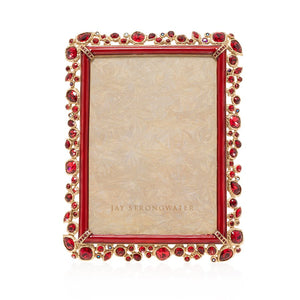 Jay Strongwater Leslie Bejeweled 5" x 7" Frame - Ruby