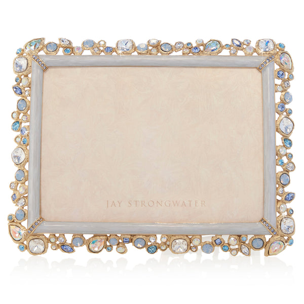 Load image into Gallery viewer, Jay Strongwater Leslie Bejeweled 5&quot; x 7&quot; Frame - Baby Blue
