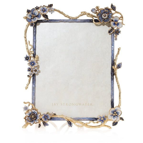Load image into Gallery viewer, Jay Strongwater Delilah Floral Branch 8" x 10" Frame - Delft Garden Blue

