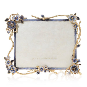 Jay Strongwater Delilah Floral Branch 8" x 10" Frame - Delft Garden Blue