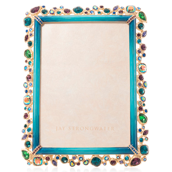 Load image into Gallery viewer, Jay Strongwater Leslie Bejeweled 5&quot; x 7&quot; Frame - Peacock
