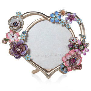 Jay Strongwater Prem 4" Round Heart Bouquet Frame - Flora