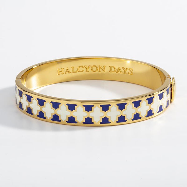 Load image into Gallery viewer, Halcyon Days &quot;Agama Deep Cobalt, Cream &amp; Gold&quot; Bangle
